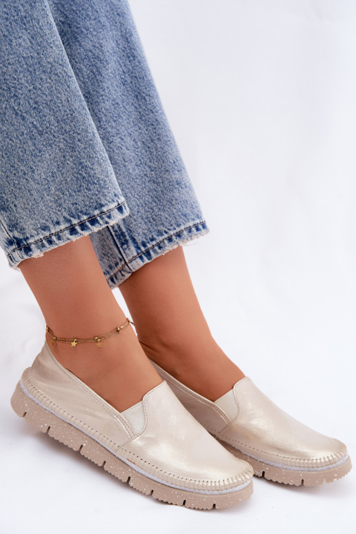 Pealiste omad jalatsid Sellel onciejka Slip-on Pealhk 03512-25 Kuldset värvi Przecierany