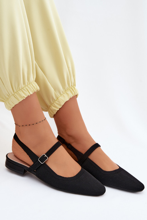 Mustad naiste balerina kingad rihmadega Selrene