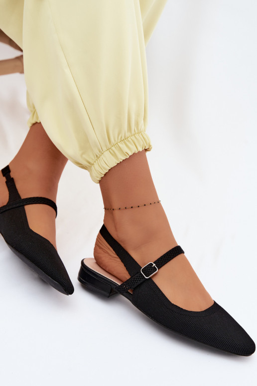 Mustad naiste balerina kingad rihmadega Selrene