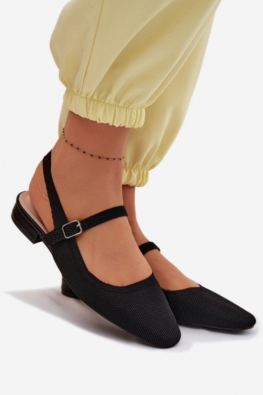 Mustad naiste balerina kingad rihmadega Selrene