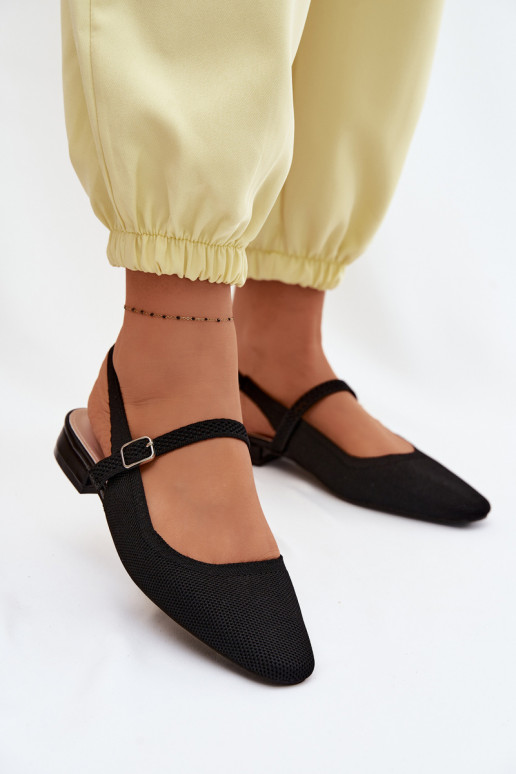 Mustad naiste balerina kingad rihmadega Selrene