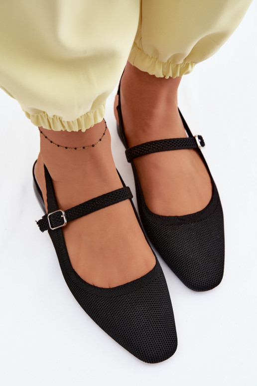 Mustad naiste balerina kingad rihmadega Selrene