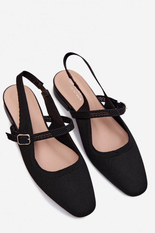 Mustad naiste balerina kingad rihmadega Selrene