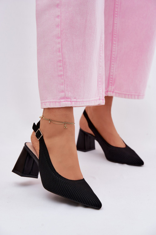 Riidest sandaalid kõrge jämeda kontsaga msuud Elissea