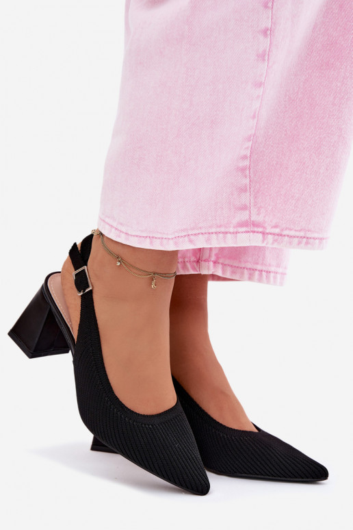 Riidest sandaalid kõrge jämeda kontsaga msuud Elissea