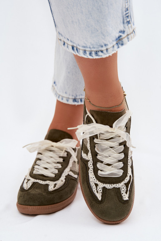 Sneakers tüüpi jalanõud Pealiste omad pitsilised Rohelist värvi Ilrene