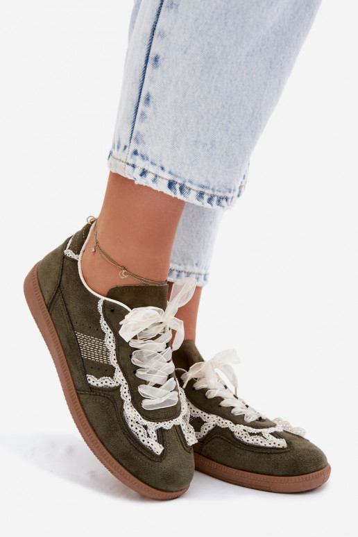 Sneakers tüüpi jalanõud Pealiste omad pitsilised Rohelist värvi Ilrene