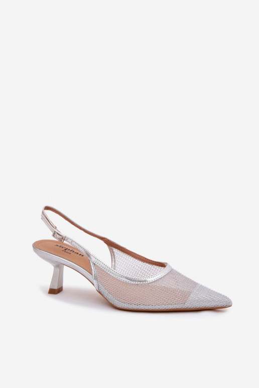 Võrk sandaalid Peal Smukłym Obcasie Hõbedat värvi Calora