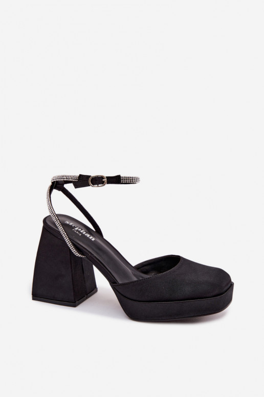 Pealistesandaalid Sellel onssiivsetel kontsadel Typu Słupek Pasek säravate kristallidega msuud Seraphina