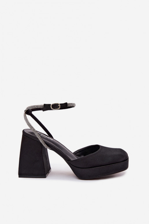 Pealistesandaalid Sellel onssiivsetel kontsadel Typu Słupek Pasek säravate kristallidega msuud Seraphina