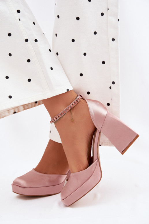 sandaalid kõrge jämeda kontsagaSatynosisseym INykończeniem Szampańskie Calistae