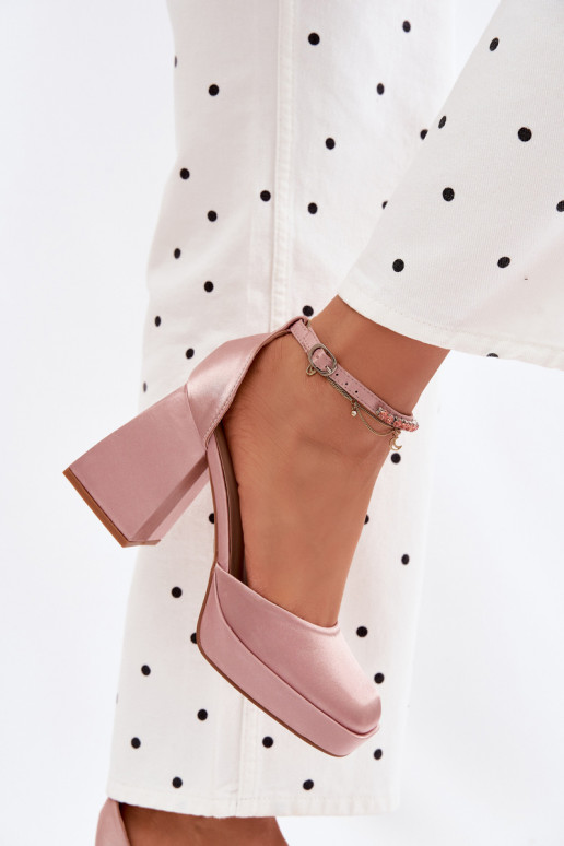 sandaalid kõrge jämeda kontsagaSatynosisseym INykończeniem Szampańskie Calistae