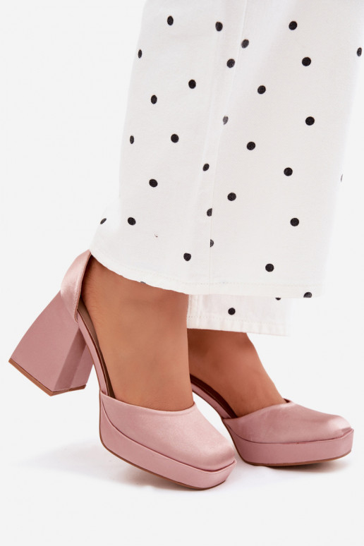 sandaalid kõrge jämeda kontsagaSatynosisseym INykończeniem Szampańskie Calistae