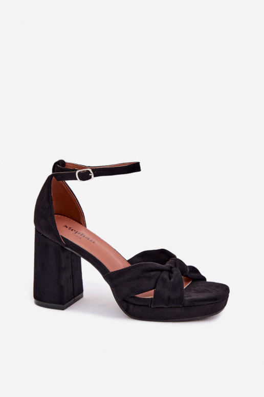 Mustad kõrge kontsaga sandaalid kunstsuede Rosetta
