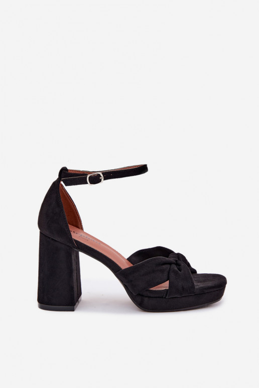 Mustad kõrge kontsaga sandaalid kunstsuede Rosetta