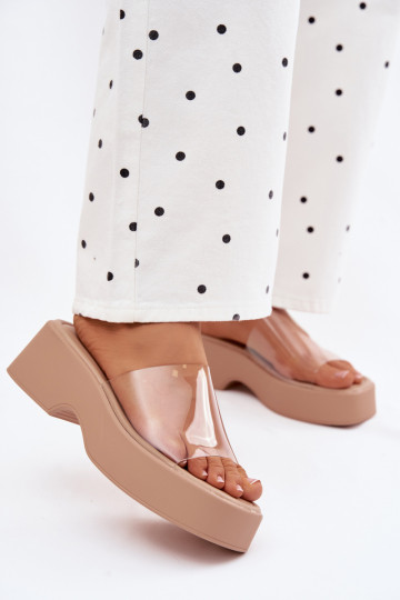 naiste plätud platvormigaTransparentnym Triibudem beeži värvi Selestia 2