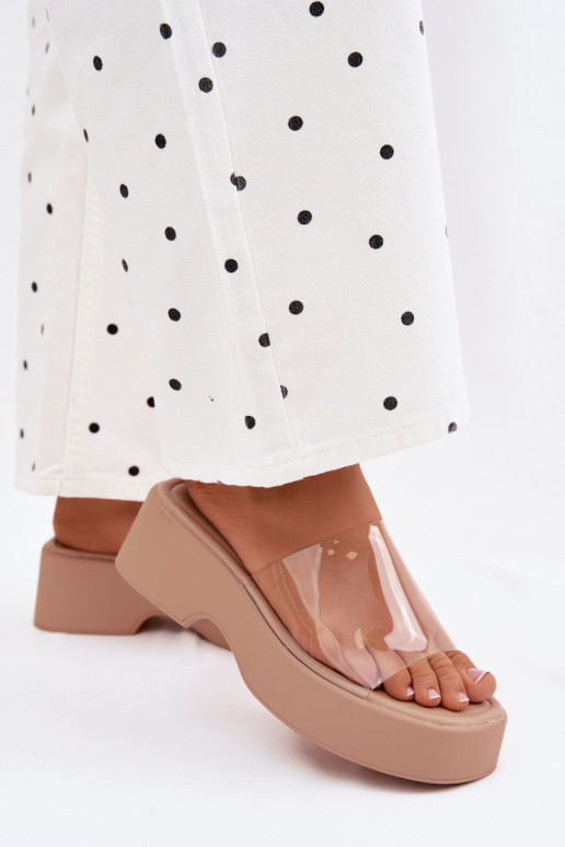 naiste plätud platvormigaTransparentnym Triibudem beeži värvi Selestia