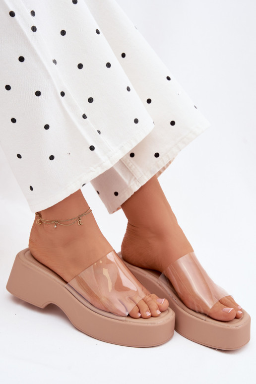 naiste plätud platvormigaTransparentnym Triibudem beeži värvi Selestia