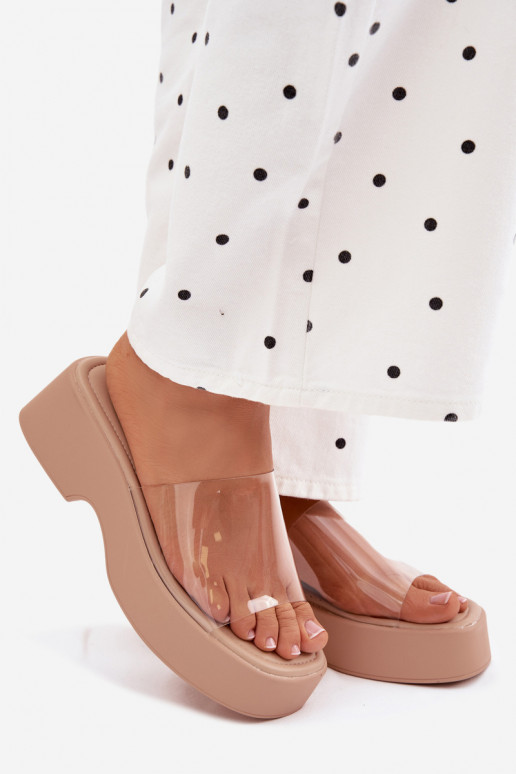 naiste plätud platvormigaTransparentnym Triibudem beeži värvi Selestia