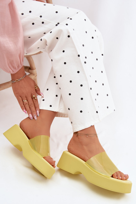 naiste plätud platvormigaTransparentnym Triibudem Kollased Selestia