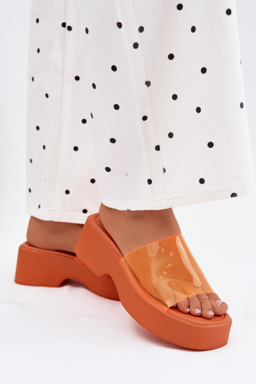 naiste plätud platvormigaTransparentnym Triibudem oranži värvi Selestia