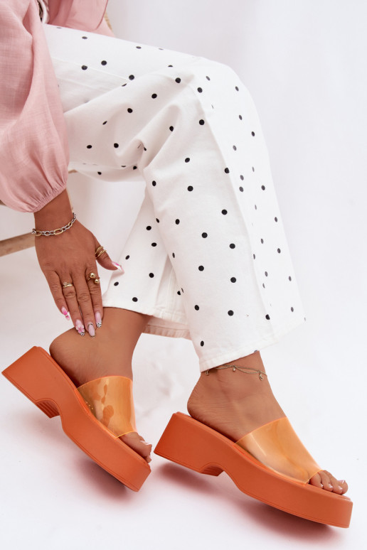 naiste plätud platvormigaTransparentnym Triibudem oranži värvi Selestia