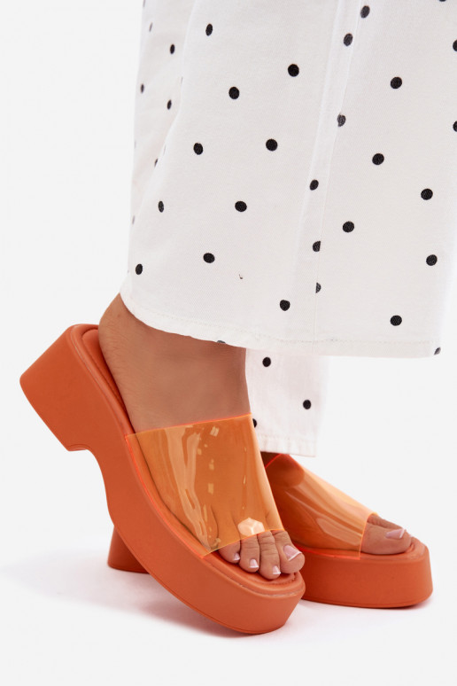 naiste plätud platvormigaTransparentnym Triibudem oranži värvi Selestia