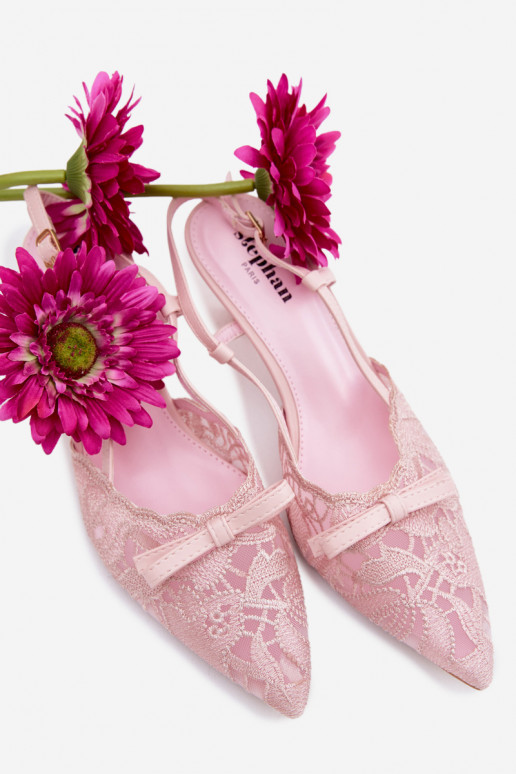 Pitsiga kaunistatud sandaalid Pealiste omad Peal obcasie lipsukesega Tumeroosad värvi Sellel onribelle