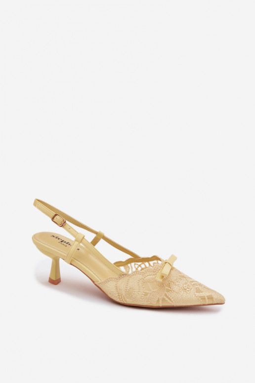 Pitsiga kaunistatud sandaalid Pealiste omad Peal obcasie lipsukesega Kollased Sellel onribelle