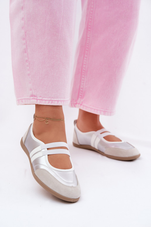 Baleriinad Sportliku stiiligaElastycznymi Paskami Hõbedat värvi Donatella