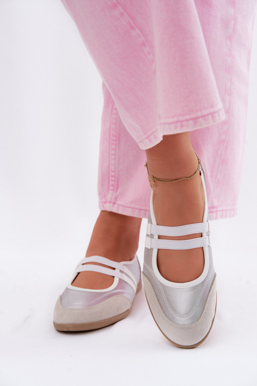 Baleriinad Sportliku stiiligaElastycznymi Paskami Hõbedat värvi Donatella