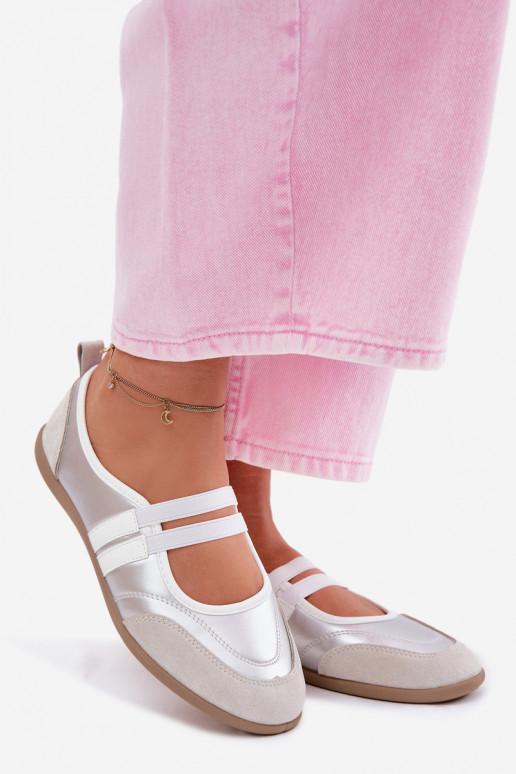 Baleriinad Sportliku stiiligaElastycznymi Paskami Hõbedat värvi Donatella