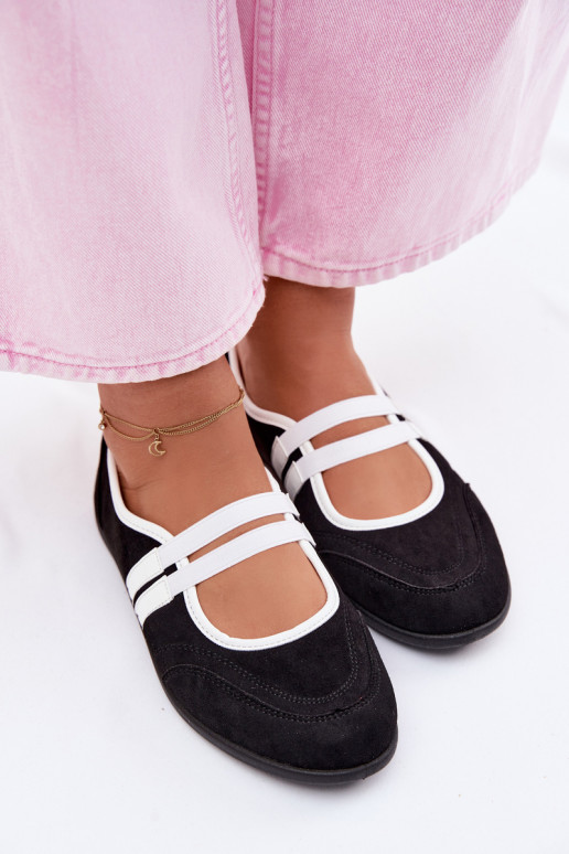 Mustad sportlikud ballerinad elastsete rihmadega Donatella