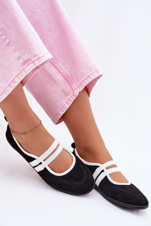 Mustad sportlikud ballerinad elastsete rihmadega Donatella