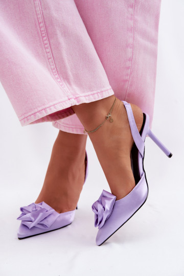 Pealistesandaalid kõrge jämeda kontsagaSatynosisseym INykończeniem Violetne värv Irina