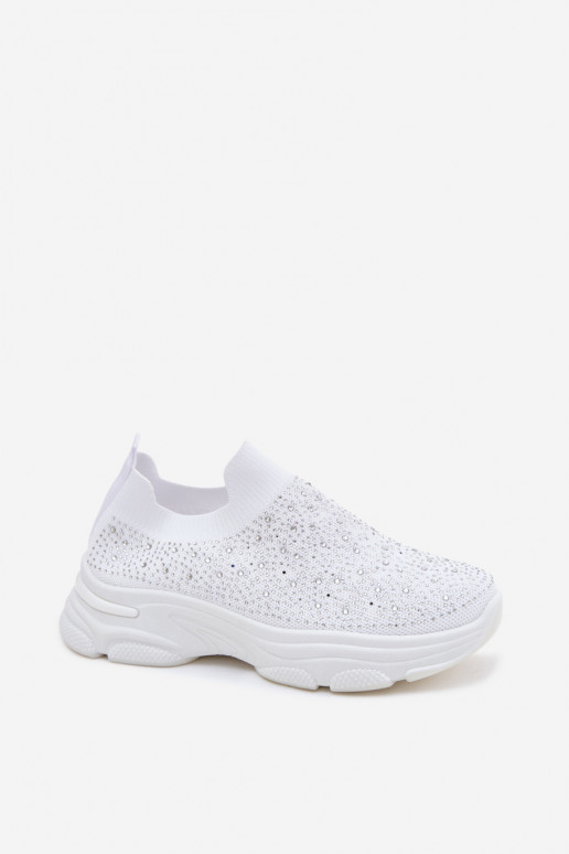 Valged naiste slip-on spordijalatsid dekoratsiooniga Melorae
