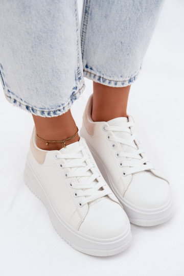 Sneakers tüüpi jalanõud Pealiste omad platvormigaImitacji Skóry Valget-beeži värvi Calinae