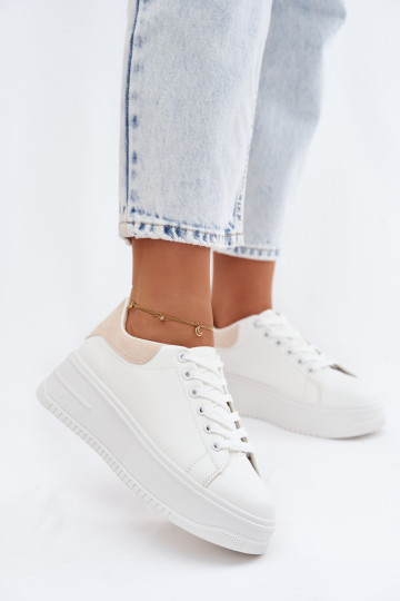 Sneakers tüüpi jalanõud Pealiste omad platvormigaImitacji Skóry Valget-beeži värvi Calinae 2