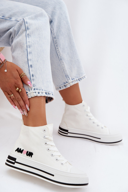 naiste saapad Kõrge platvormiga valget värvi Liline