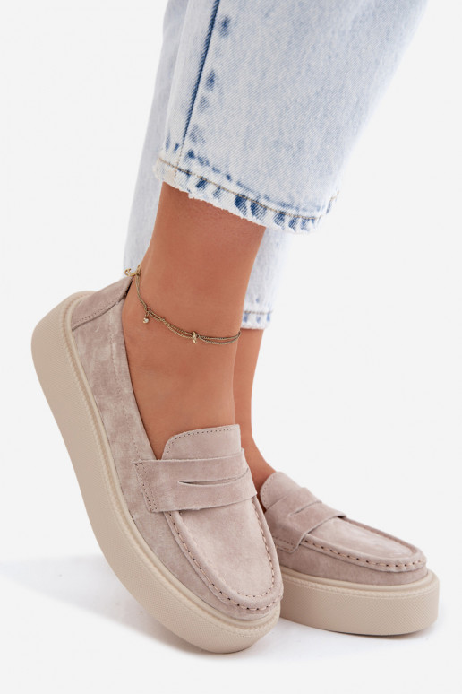 MokassiinidPealturalnego seemisnakhsedu platvormiga Vinceza 79594 beeži värvi