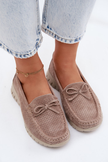 naiste mokassiinidPealturalnego seemisnakhsedu lipsukesega Vinceza 95401 beeži värvi