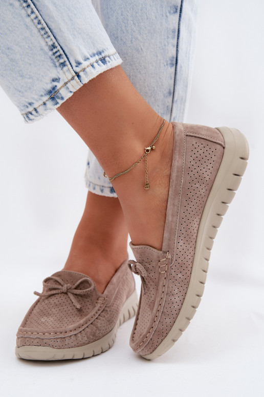 naiste mokassiinidPealturalnego seemisnakhsedu lipsukesega Vinceza 95401 beeži värvi