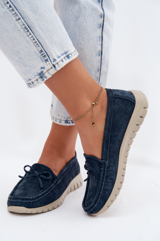 naiste mokassiinidPealturalnego seemisnakhsedu lipsukesega Vinceza 95401 tumesinist värvi