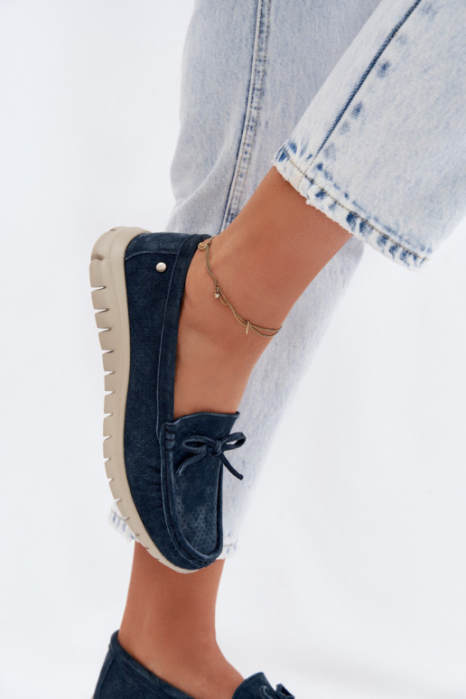 naiste mokassiinidPealturalnego seemisnakhsedu lipsukesega Vinceza 95401 tumesinist värvi