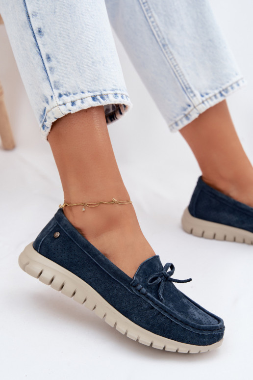 naiste mokassiinidPealturalnego seemisnakhsedu lipsukesega Vinceza 95401 tumesinist värvi