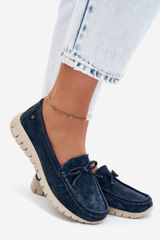 naiste mokassiinidPealturalnego seemisnakhsedu lipsukesega Vinceza 95401 tumesinist värvi