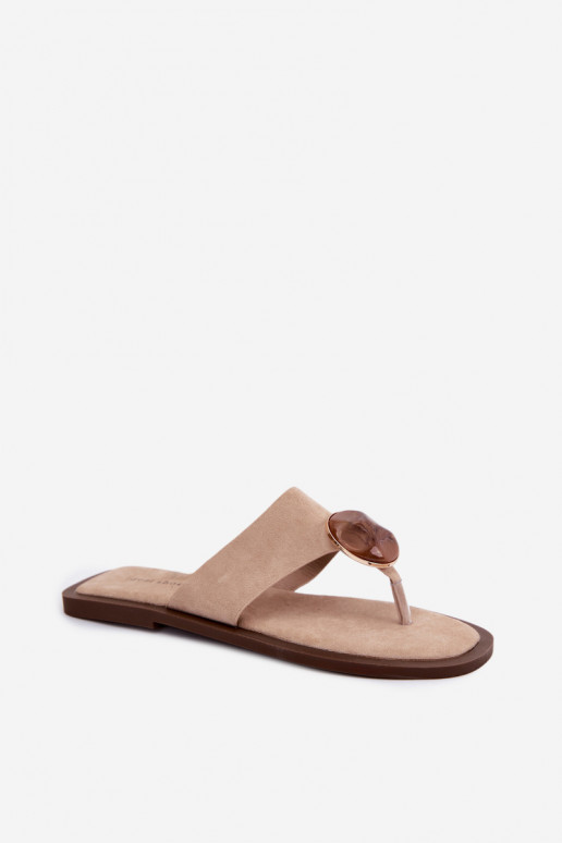 Liivakarva lamed sussid faux suede ornamentidega Selvessa