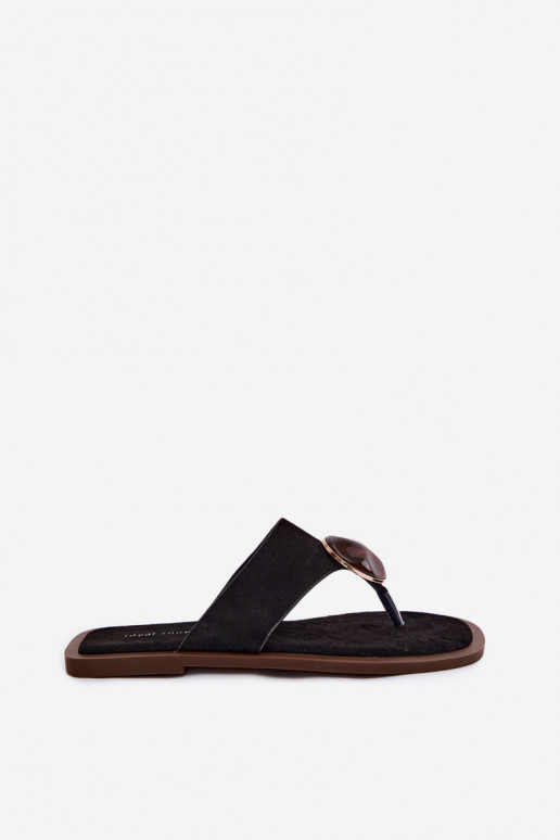 sileda tallaga Plätud moodsad varbavahe-sandaalid Pealiste omad kaunistustega Eco Suedeosissee msuud Selvessa