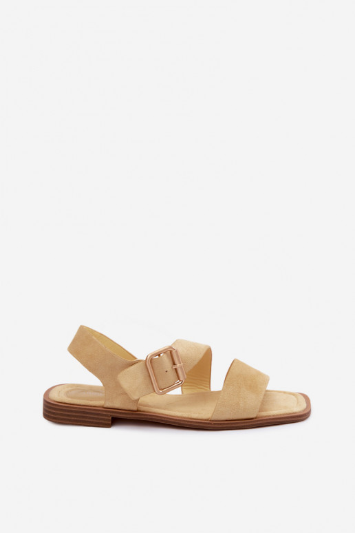 Pealistesandaalid laiade nööridega Kuldse pandlaga Kollased Verissea