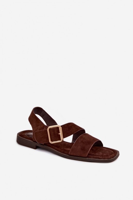 Pealistesandaalid laiade nööridega Kuldse pandlaga Czekoladosissee Verissea